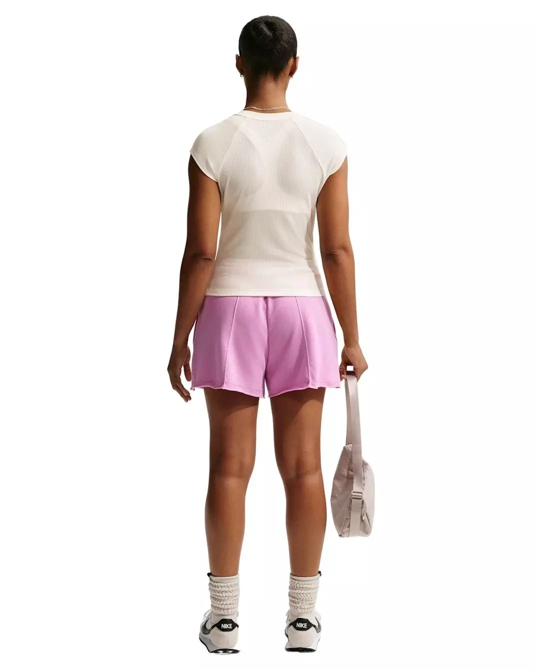 Nike Women's Sportswear Chill Knit Tight Short-Sleeve Ribbed Top -White - WHITE