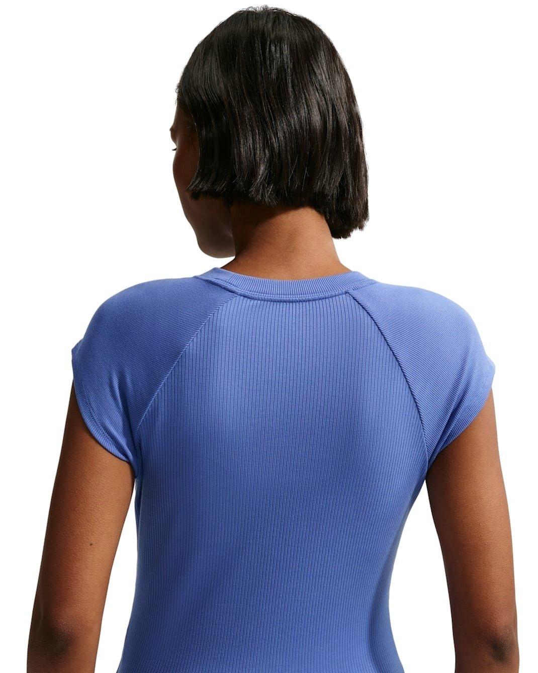 Nike Women's Sportswear Chill Knit Tight Short-Sleeve Ribbed Top -Blue - BLUE Thumbnail View 2