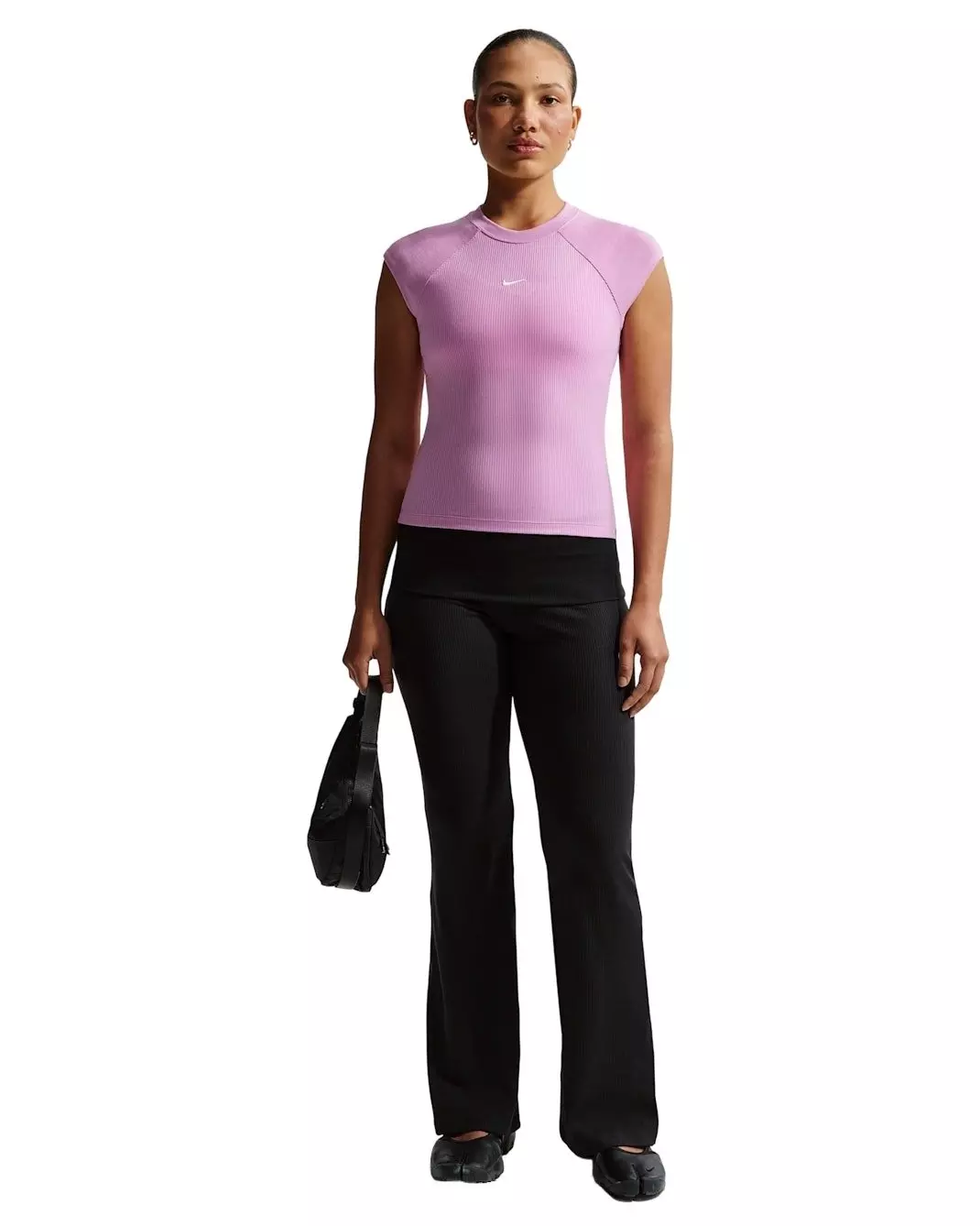 Nike Women's Sportswear Chill Knit Tight Short-Sleeve Ribbed Top - Light Magenta - LT MAGENTA