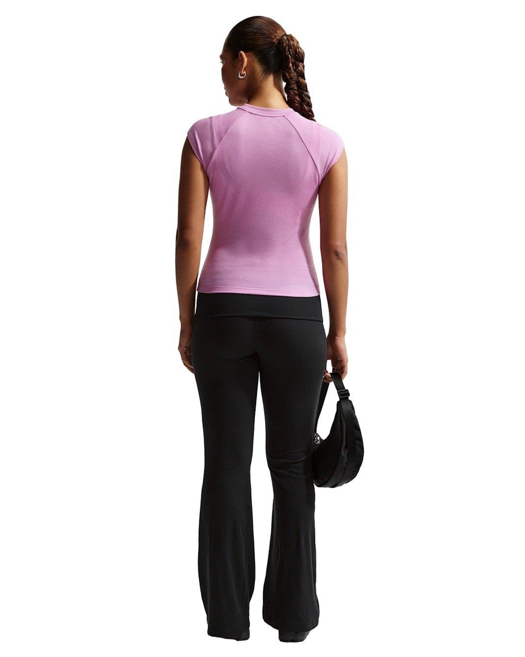 Nike Women's Sportswear Chill Knit Tight Short-Sleeve Ribbed Top - Light Magenta - LT MAGENTA Thumbnail View 5