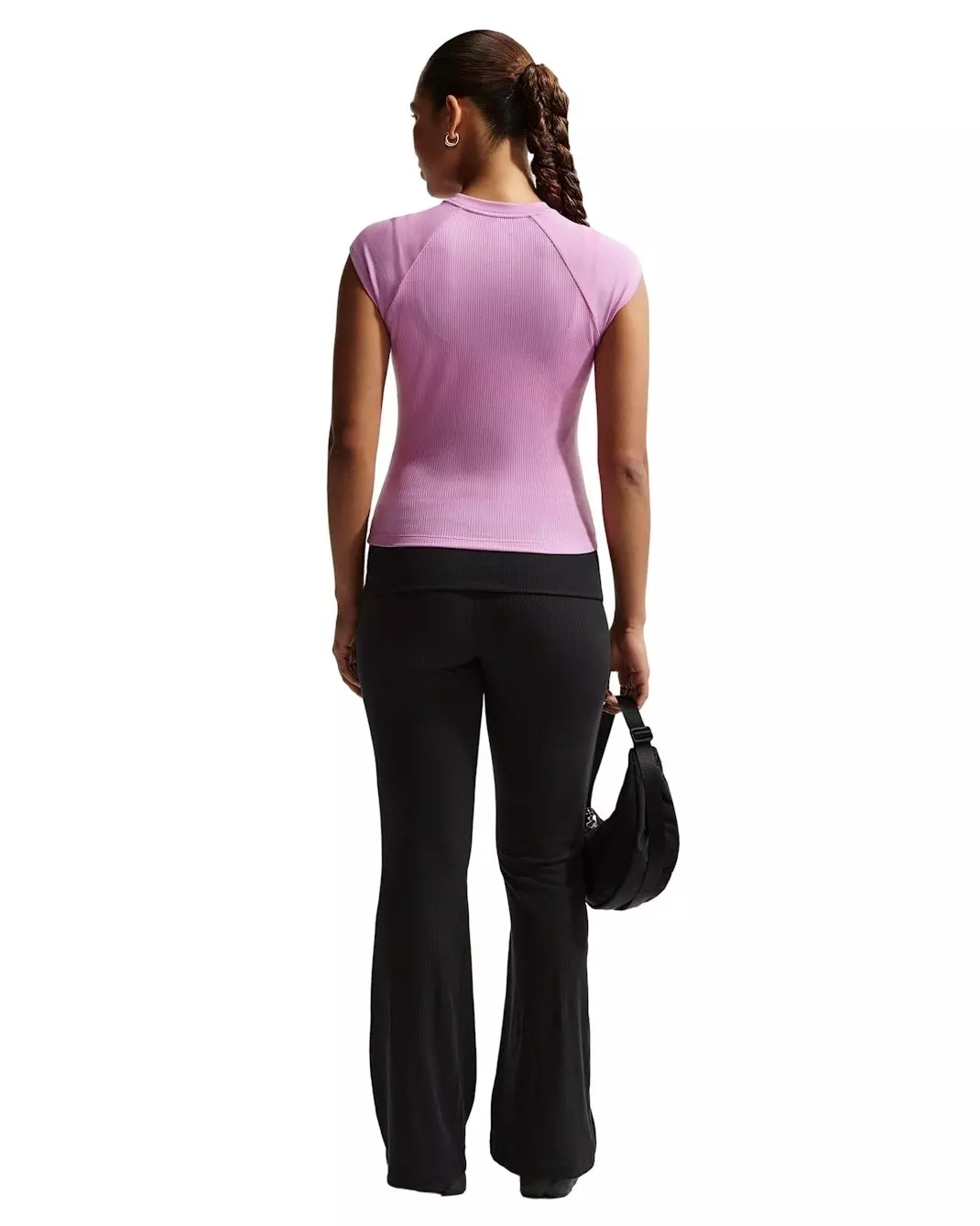 Nike Women's Sportswear Chill Knit Tight Short-Sleeve Ribbed Top -Lt Magenta - LT MAGENTA