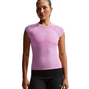 Nike Women's Sportswear Chill Knit Tight Short-Sleeve Ribbed Top -Lt Magenta