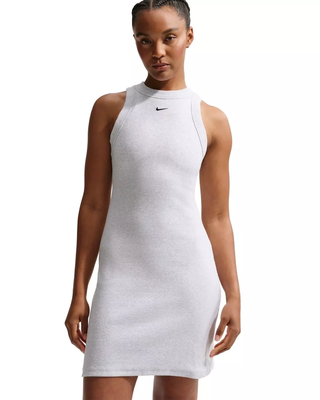 Nike Women's Sportswear Chill Knit Tight Ribbed Tank Dress -Birch Heather - BIRCH HEATHER