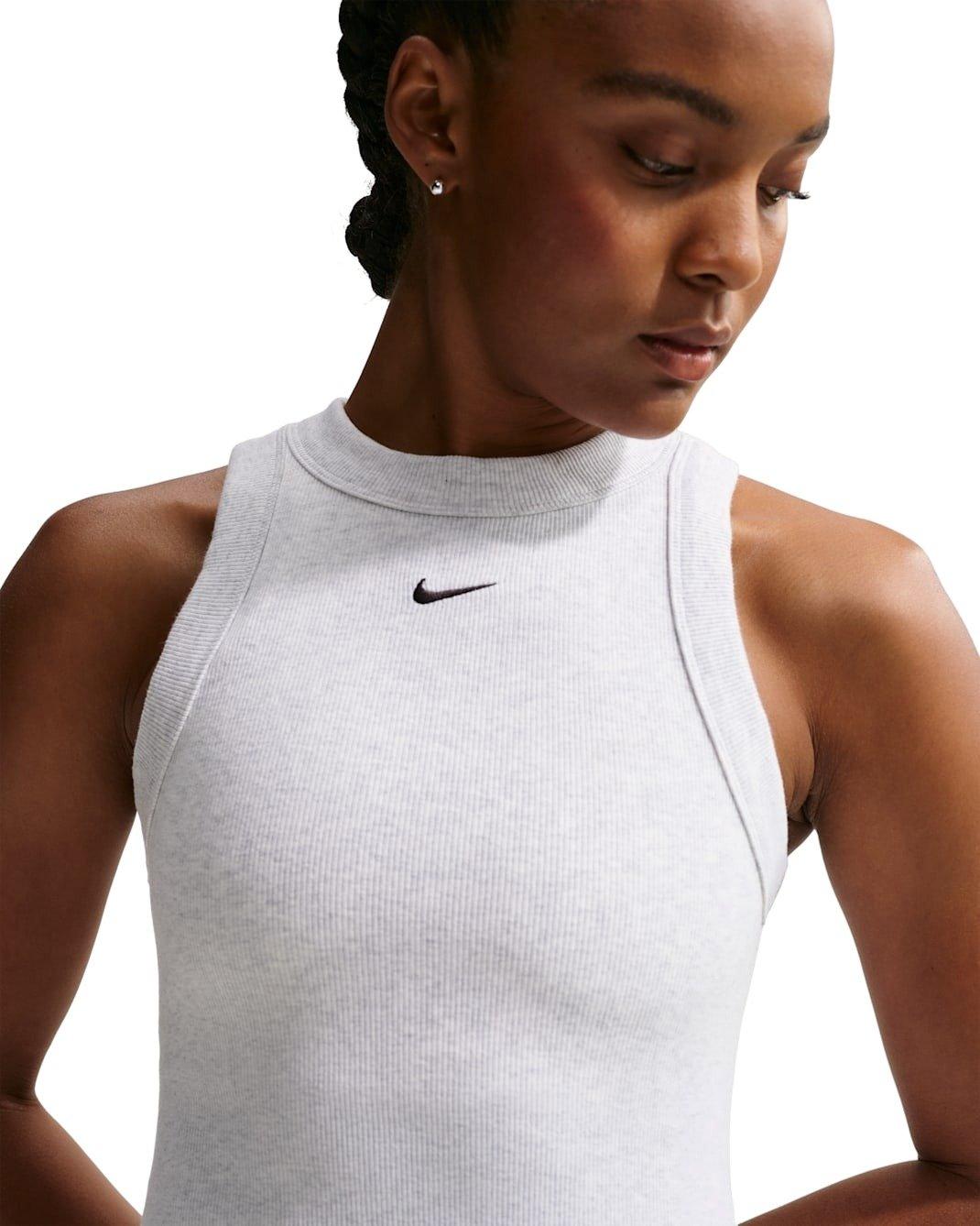 Nike Women's Sportswear Chill Knit Tight Ribbed Tank Dress - Birch Heather - BIRCH HEATHER Thumbnail View 3