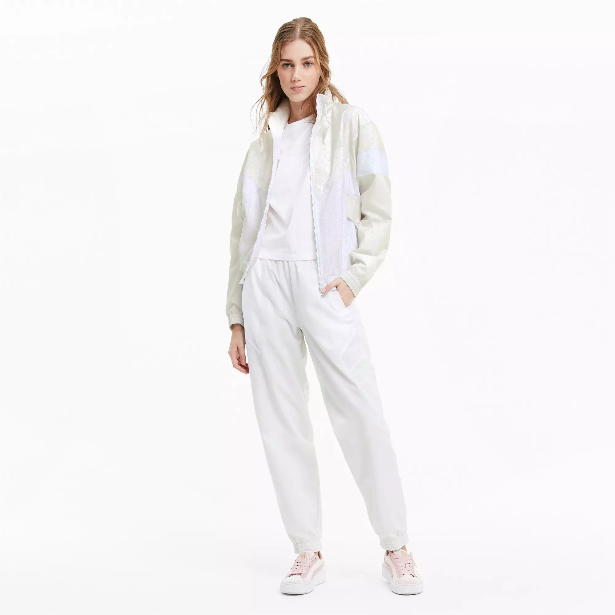 PUMA Women's Tailored for Sport Winterized Track Jacket- Cream - GREY