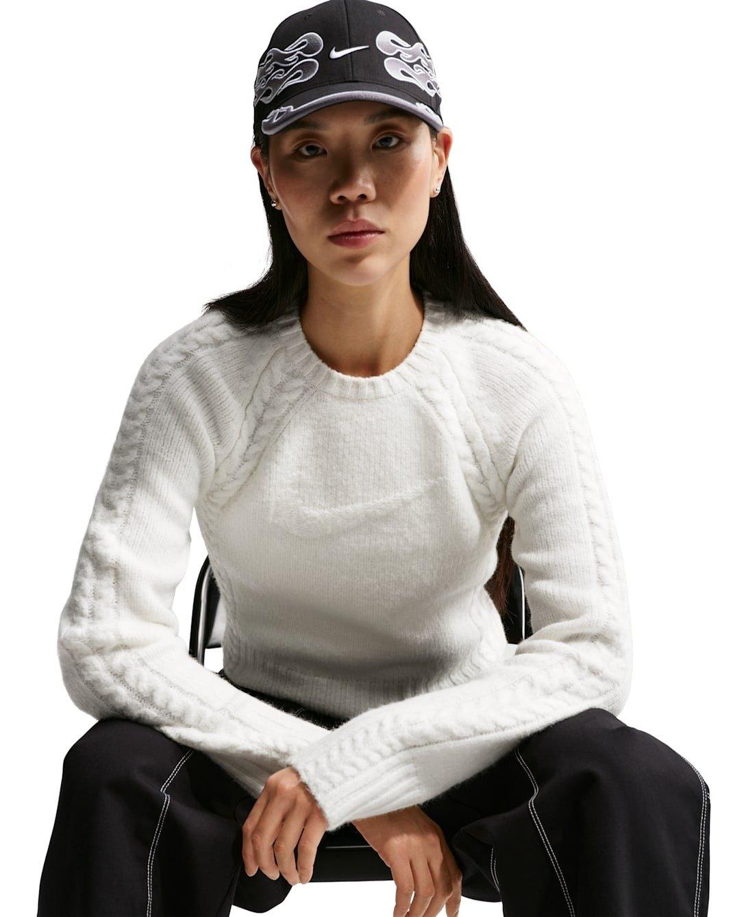 Nike Women's Sportswear Chill Knit Slim Long-Sleeve Sweater - White - WHITE Thumbnail View 3