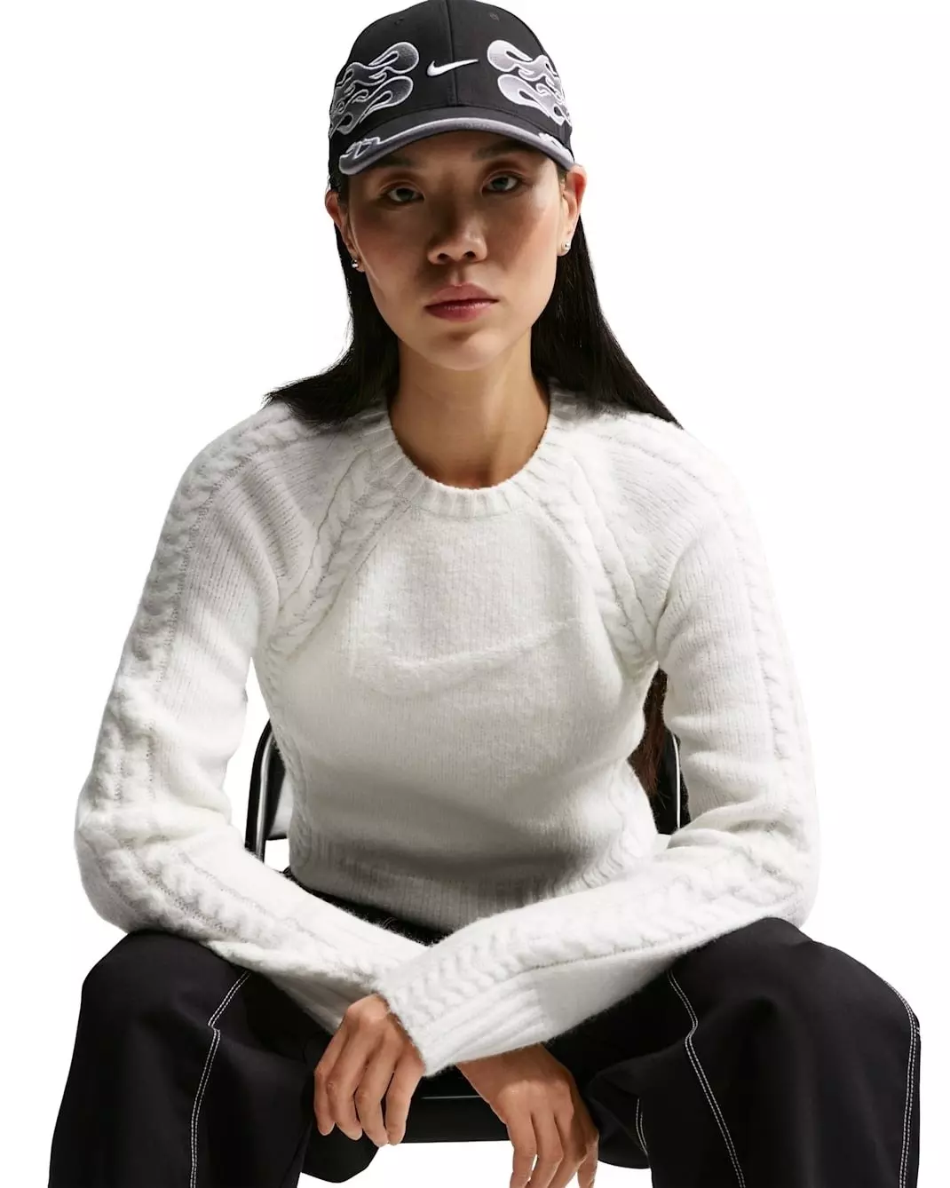 Nike Women's Sportswear Chill Knit Slim Long-Sleeve Sweater - White - WHITE
