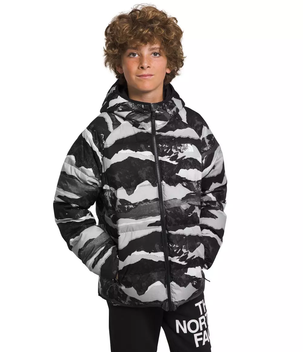The North Face Boys’ Reversible North Down Hooded Jacket -Black/Grey - BLACK