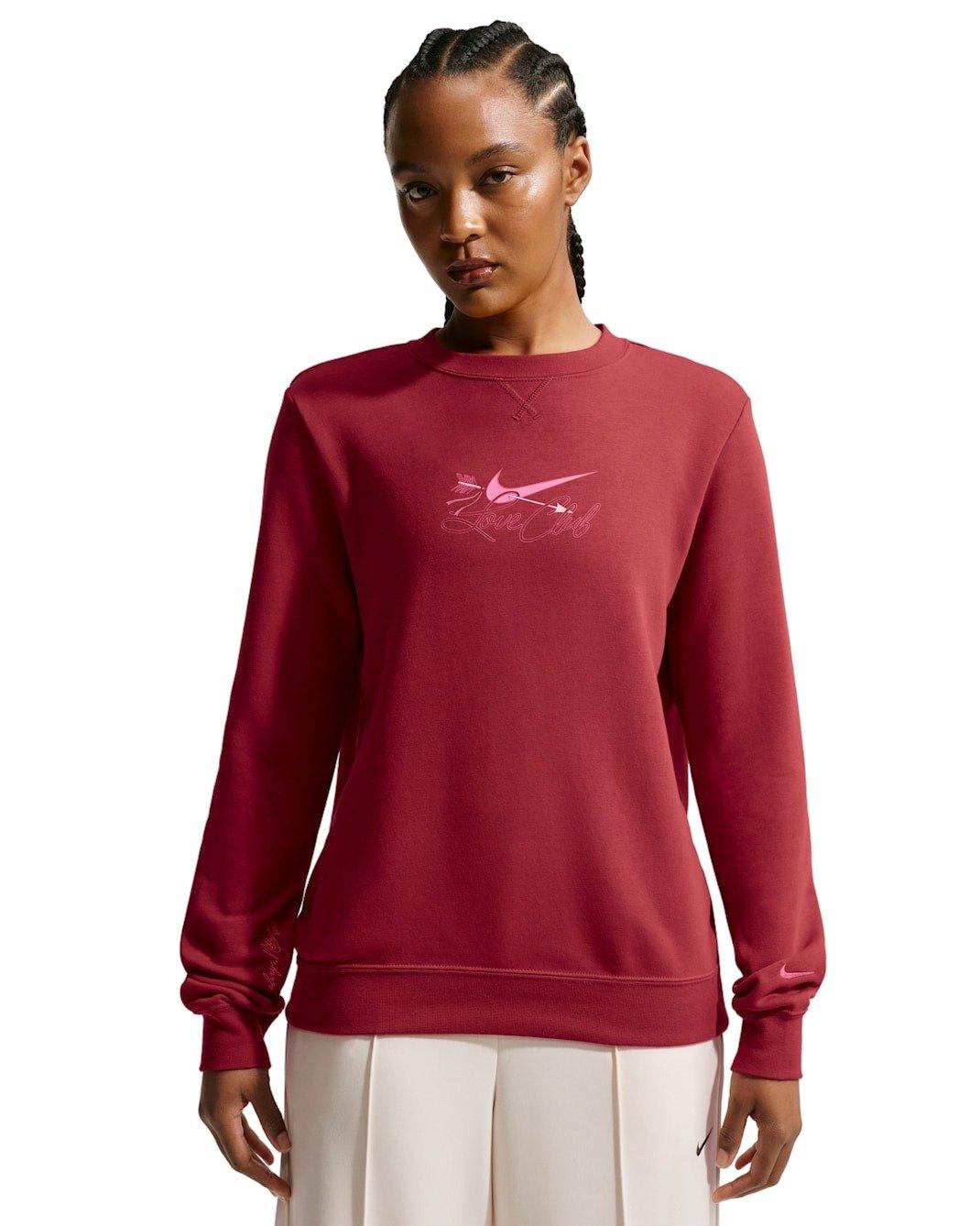 Nike Women's Sportswear Club Fleece Crew-Neck Sweatshirt - Crimson - CRIMSON Thumbnail View 1