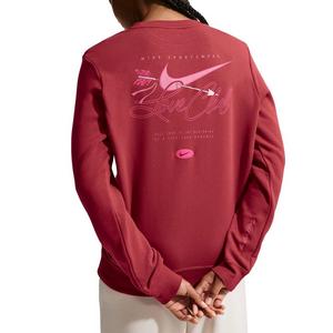 Nike Women's Sportswear Club Fleece Crew-Neck Sweatshirt -Crimson