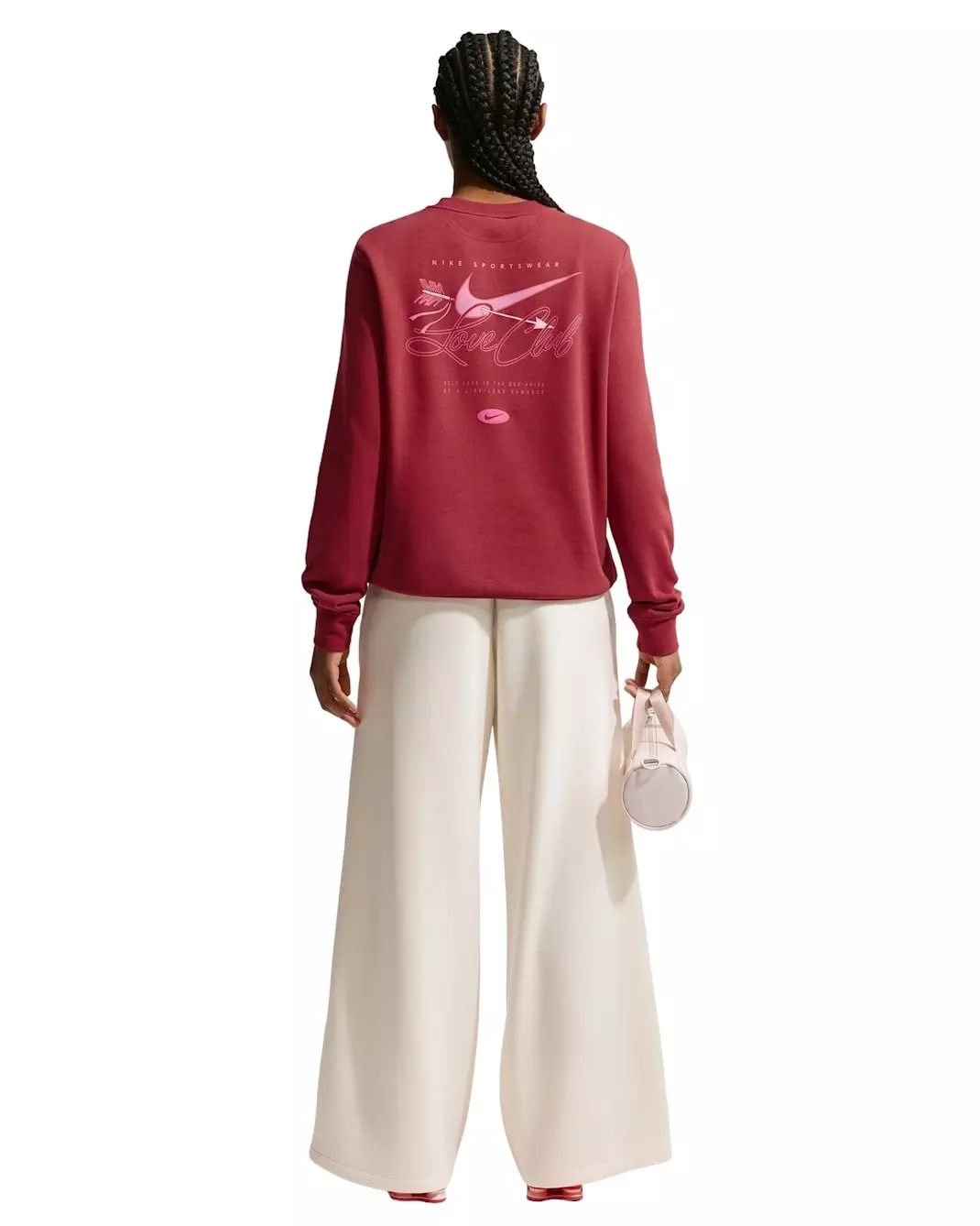 Nike Women's Sportswear Club Fleece Crew-Neck Sweatshirt - Crimson - CRIMSON