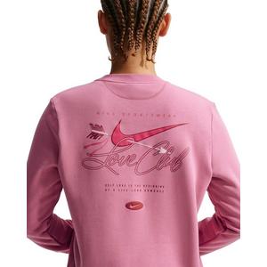 Nike Women's Sportswear Club Fleece Crew-Neck Sweatshirt -Pink