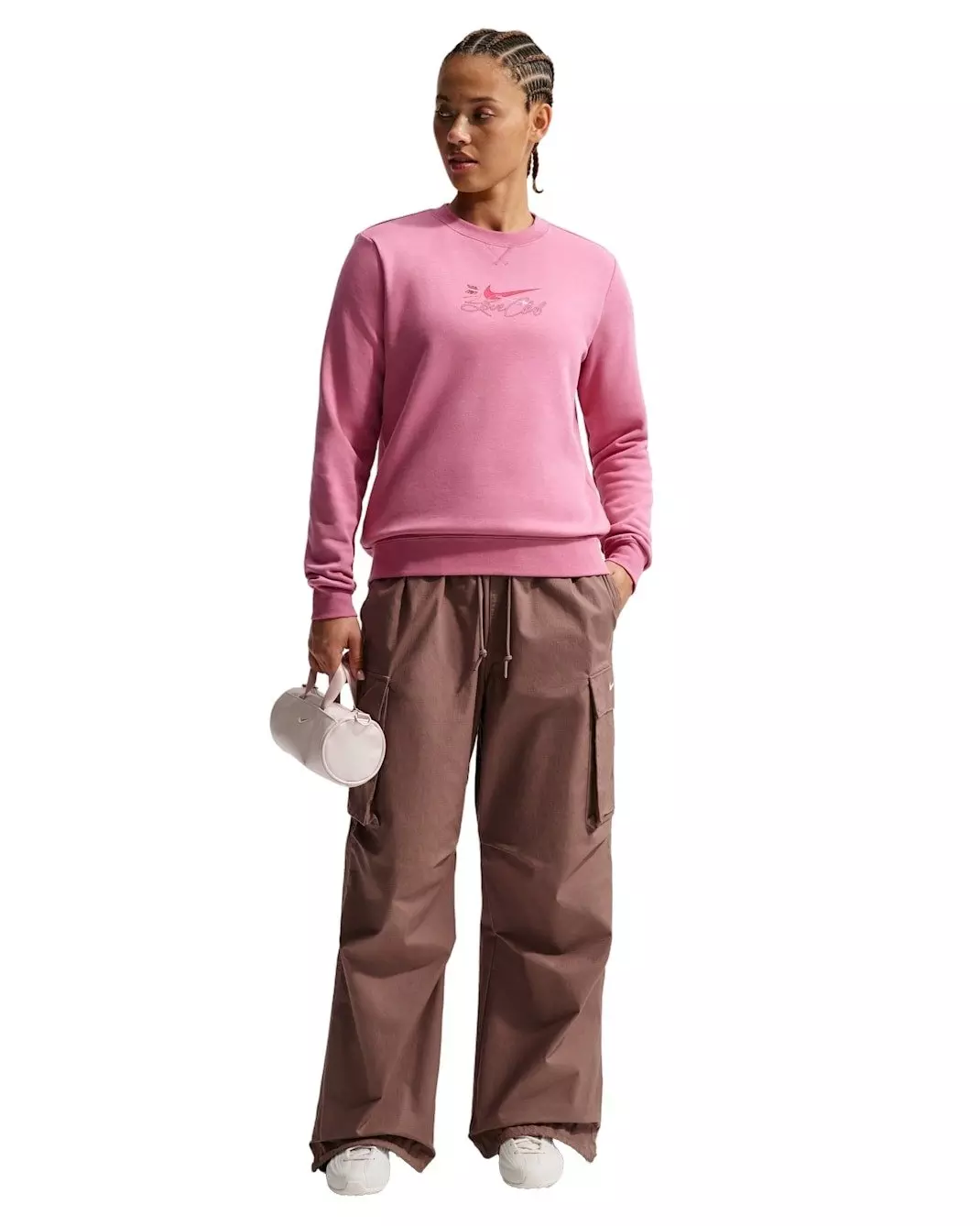 Nike Women's Sportswear Club Fleece Crew-Neck Sweatshirt - Pink - PINK