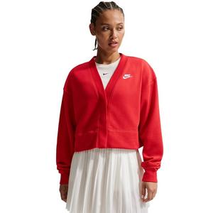 Nike Women's Sportswear Club Fleece Loose Cardigan -Red/White