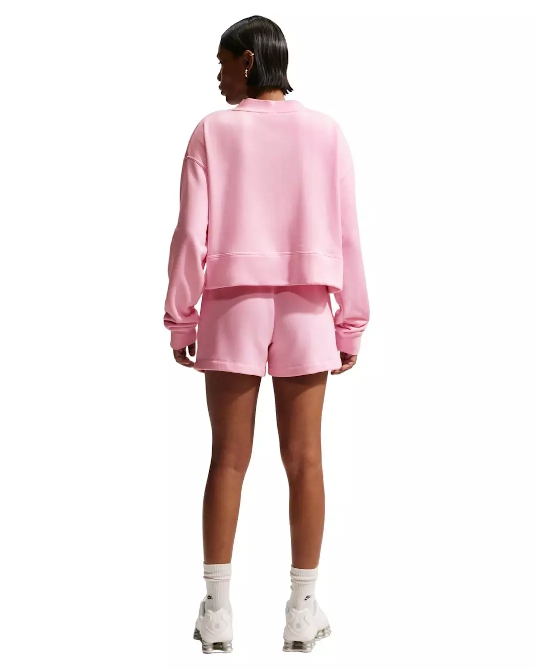 Nike Women's Sportswear Club Fleece Loose Cardigan - Pink/White - PINK/WHITE