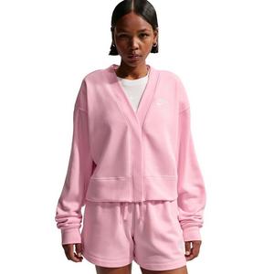 Nike Women's Sportswear Club Fleece Loose Cardigan -Pink/White