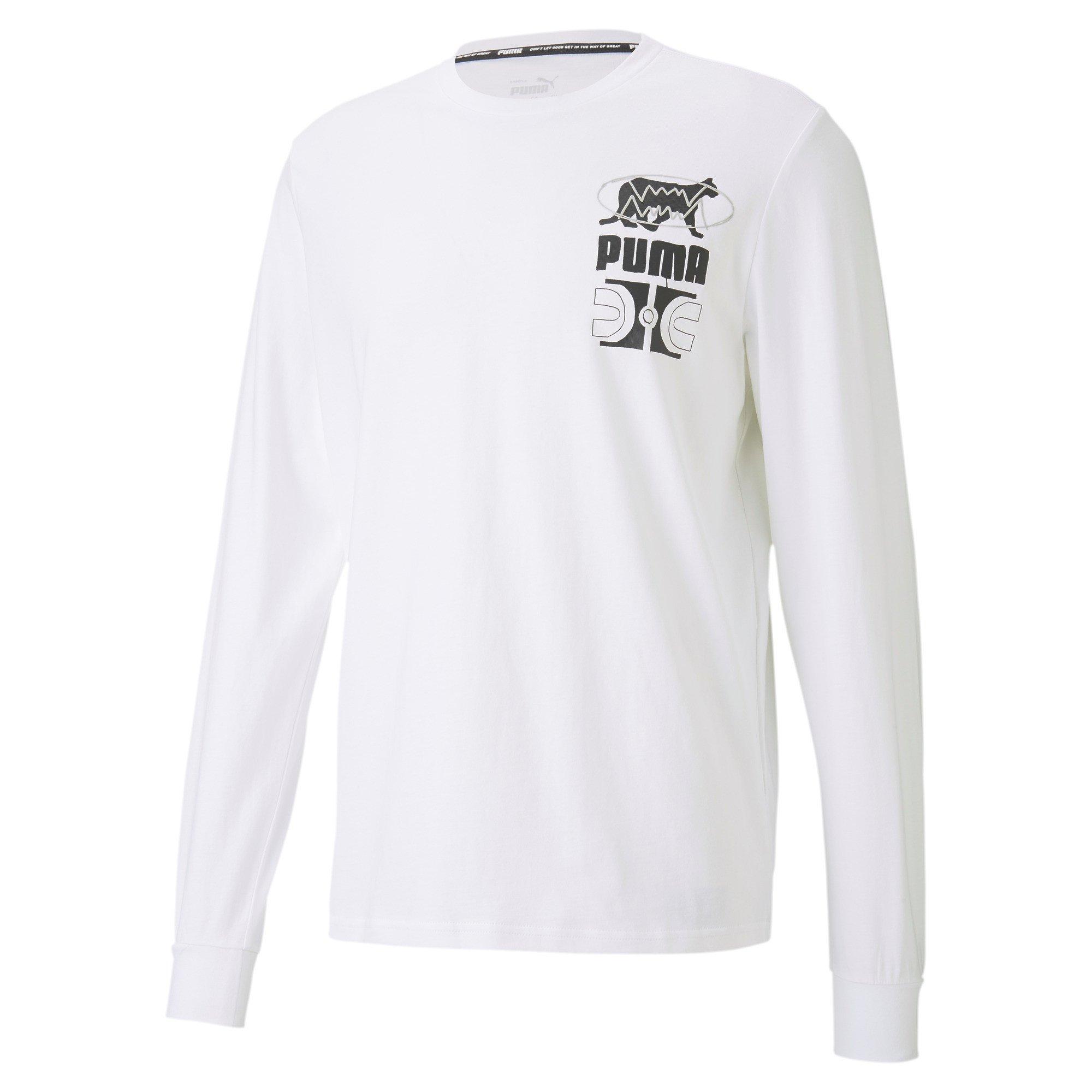 PUMA Men's Parquet Graphic Long Sleeve T-Shirt - WHITE/BLACK Thumbnail View 1