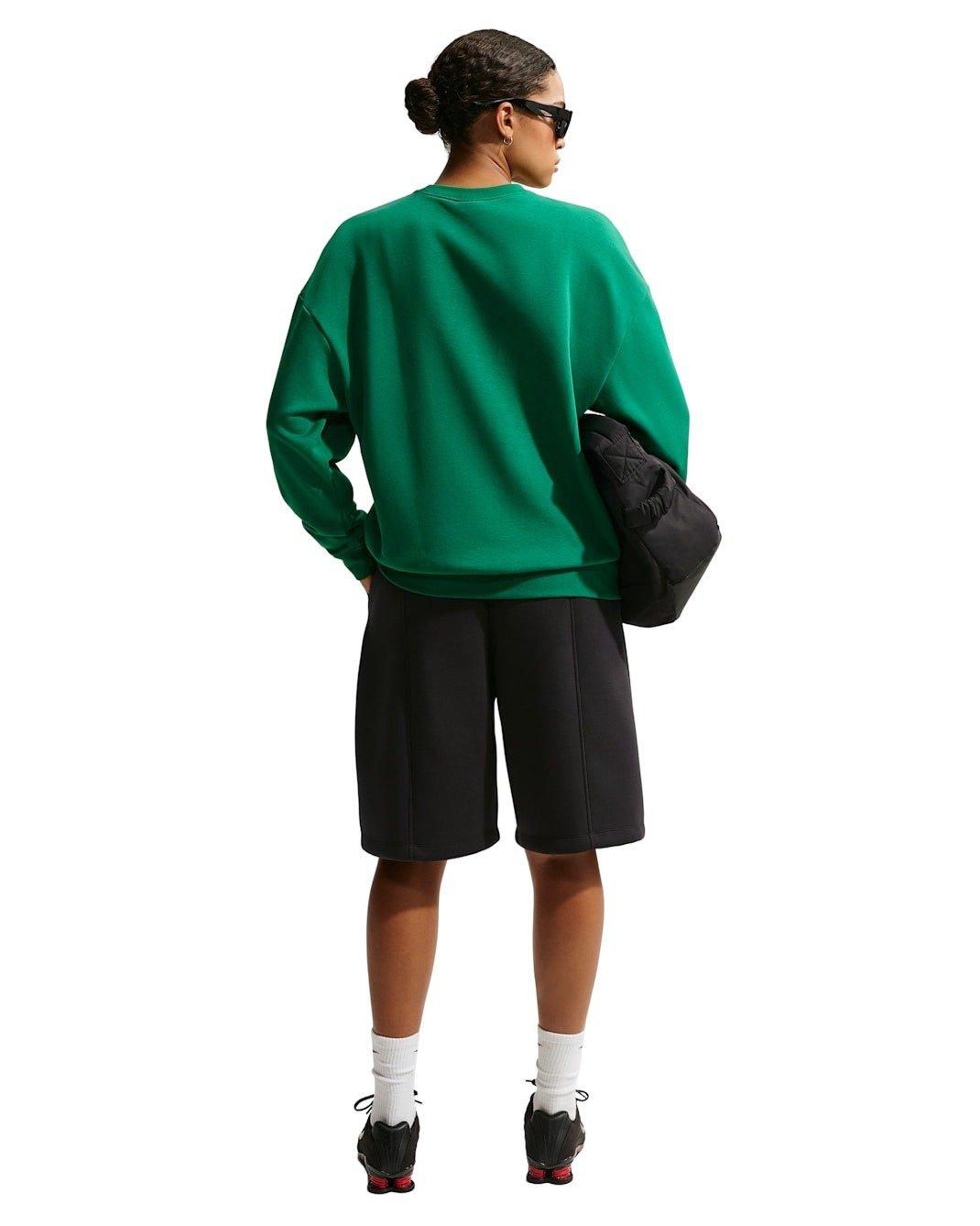 Nike Women's Sportswear Club Fleece Loose Crew-Neck Sweatshirt -Green - GREEN Thumbnail View 5