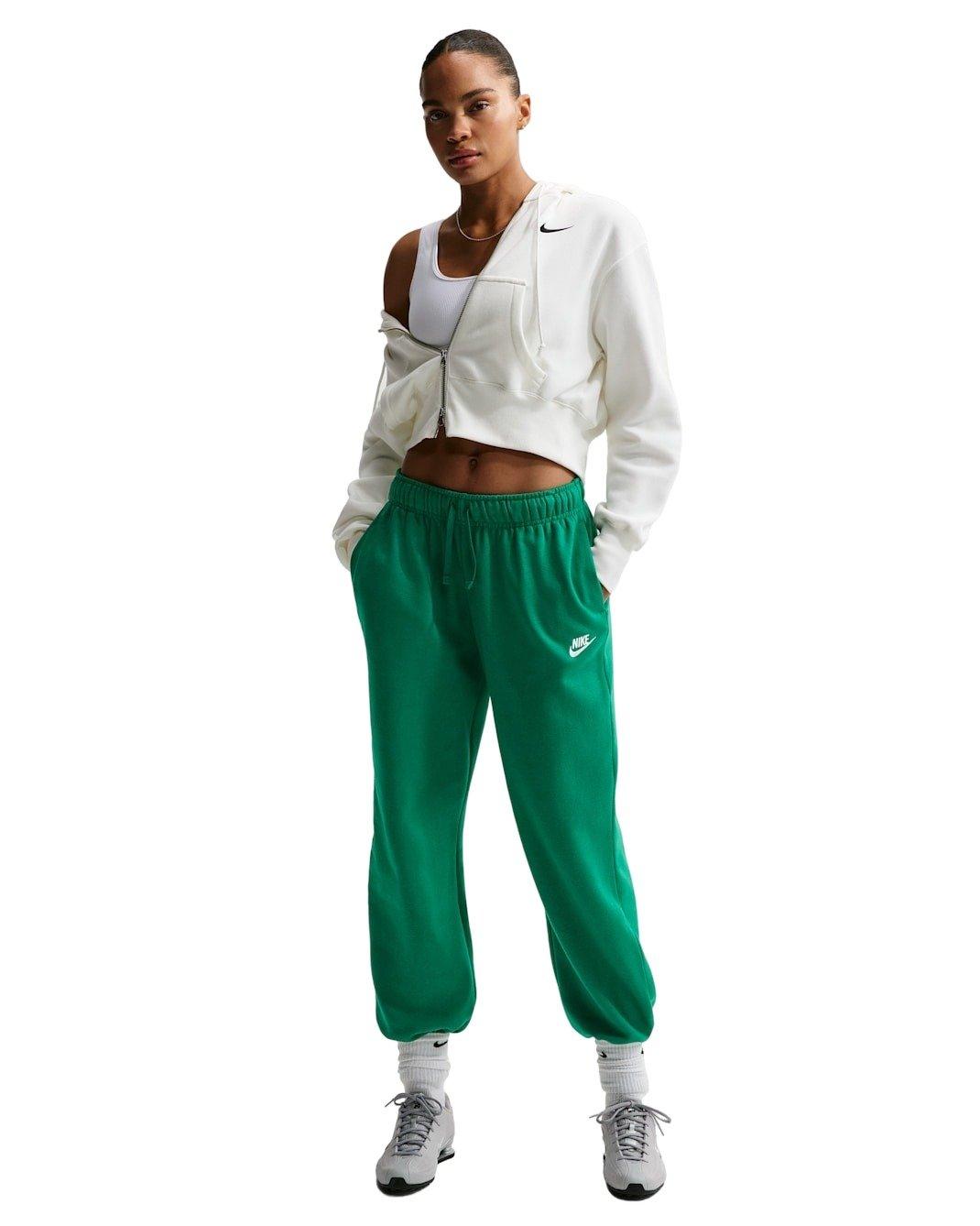 Nike Women's Sportswear Club Fleece Mid-Rise Oversized Sweatpants - Green - GREEN Thumbnail View 4