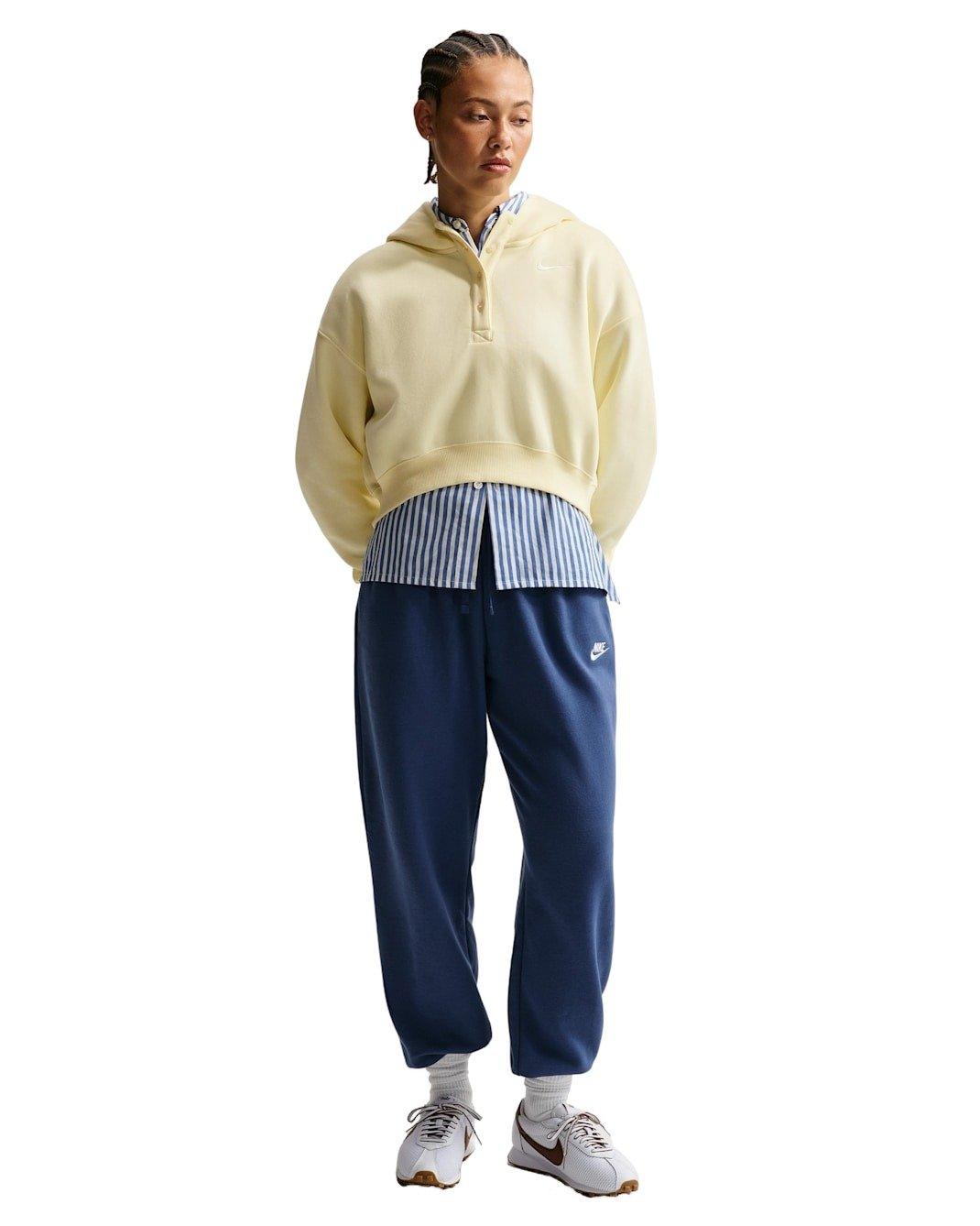 Nike Women's Sportswear Club Fleece Mid-Rise Oversized Sweatpants - Navy - NAVY Thumbnail View 4