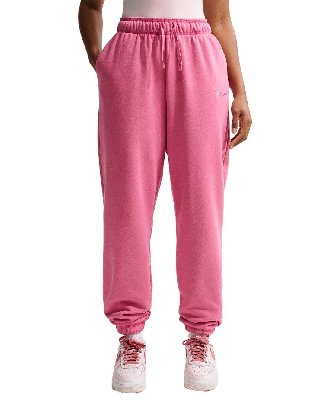 Nike Women's Sportswear Club Fleece Mid-Rise Oversized Sweatpants -Pink - PINK Thumbnail View 1