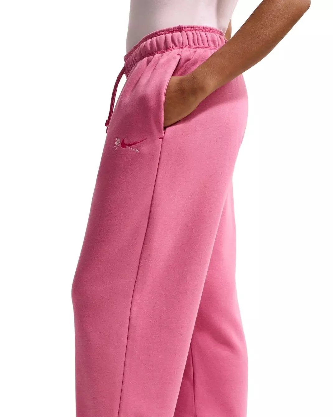 Nike Women's Sportswear Club Fleece Mid-Rise Oversized Sweatpants -Pink - PINK