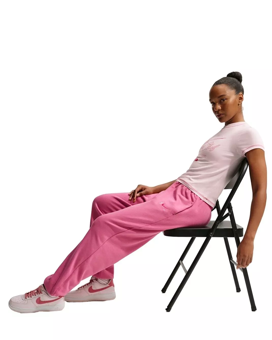 Nike Women's Sportswear Club Fleece Mid-Rise Oversized Sweatpants -Pink - PINK