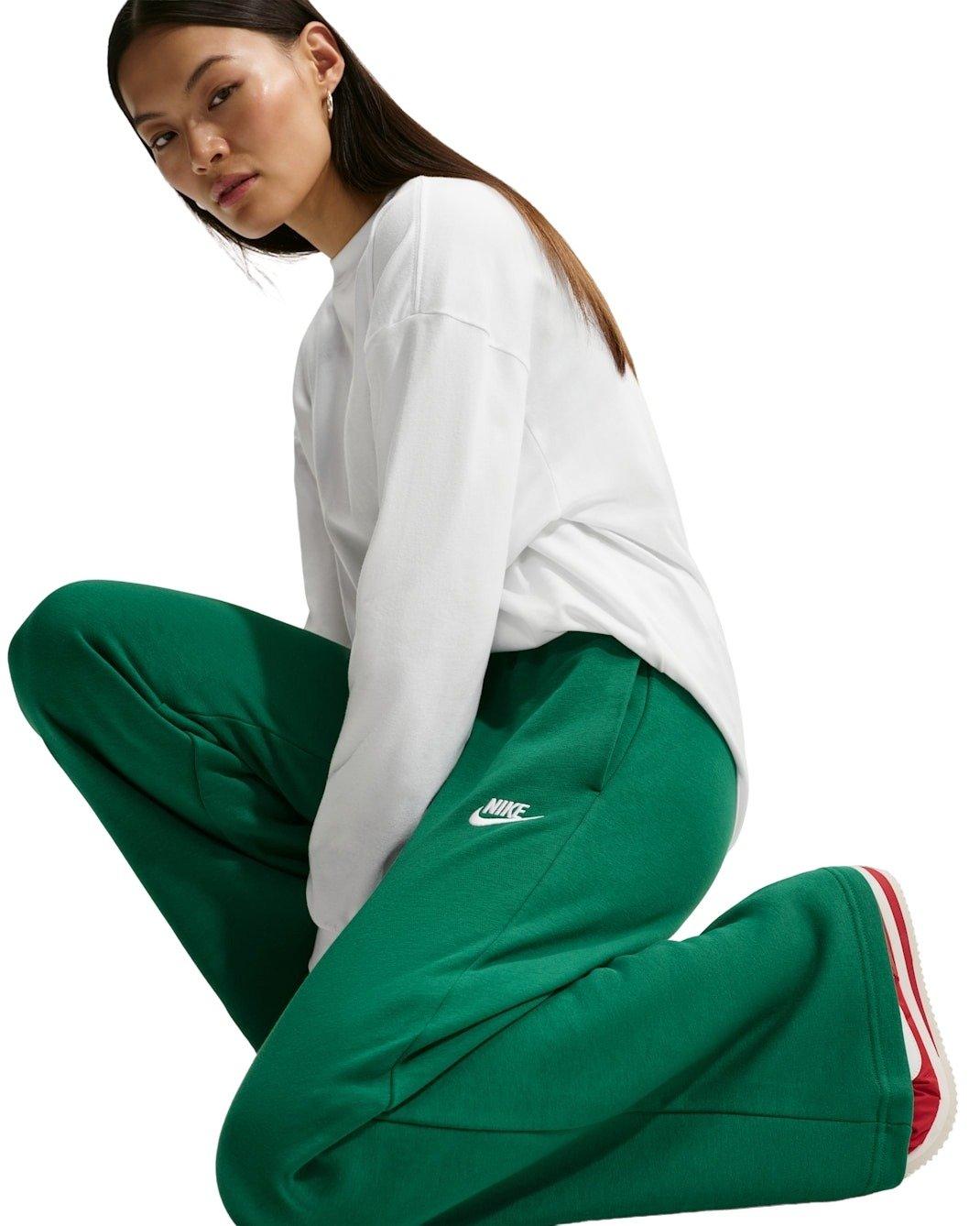 Nike Women's Sportswear Club Fleece Mid-Rise Wide-Leg Sweatpants -Green - GREEN Thumbnail View 3