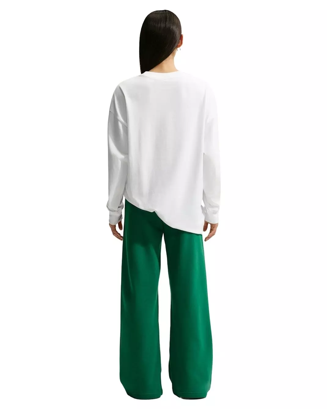 Nike Women's Sportswear Club Fleece Mid-Rise Wide-Leg Sweatpants -Green - GREEN