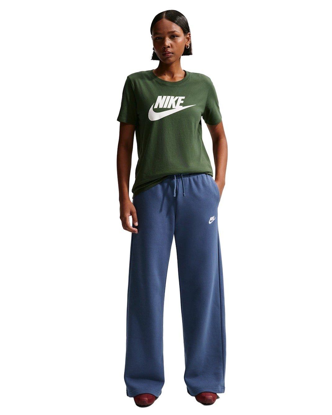 Nike Women's Sportswear Club Fleece Mid-Rise Wide-Leg Sweatpants -Navy - NAVY Thumbnail View 4