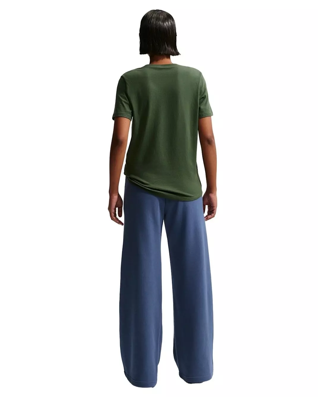 Nike Women's Sportswear Club Fleece Mid-Rise Wide-Leg Sweatpants -Navy - NAVY