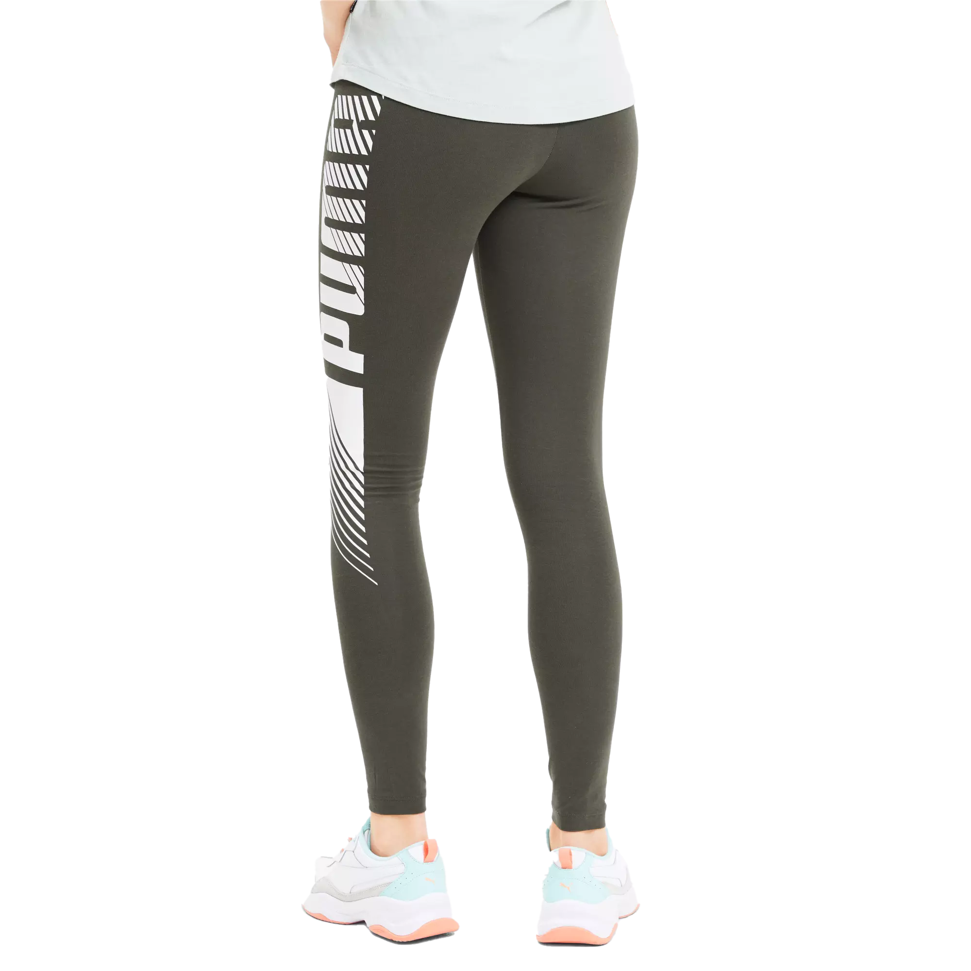 PUMA Women's ESS+ Graphic Leggings - OLIVE