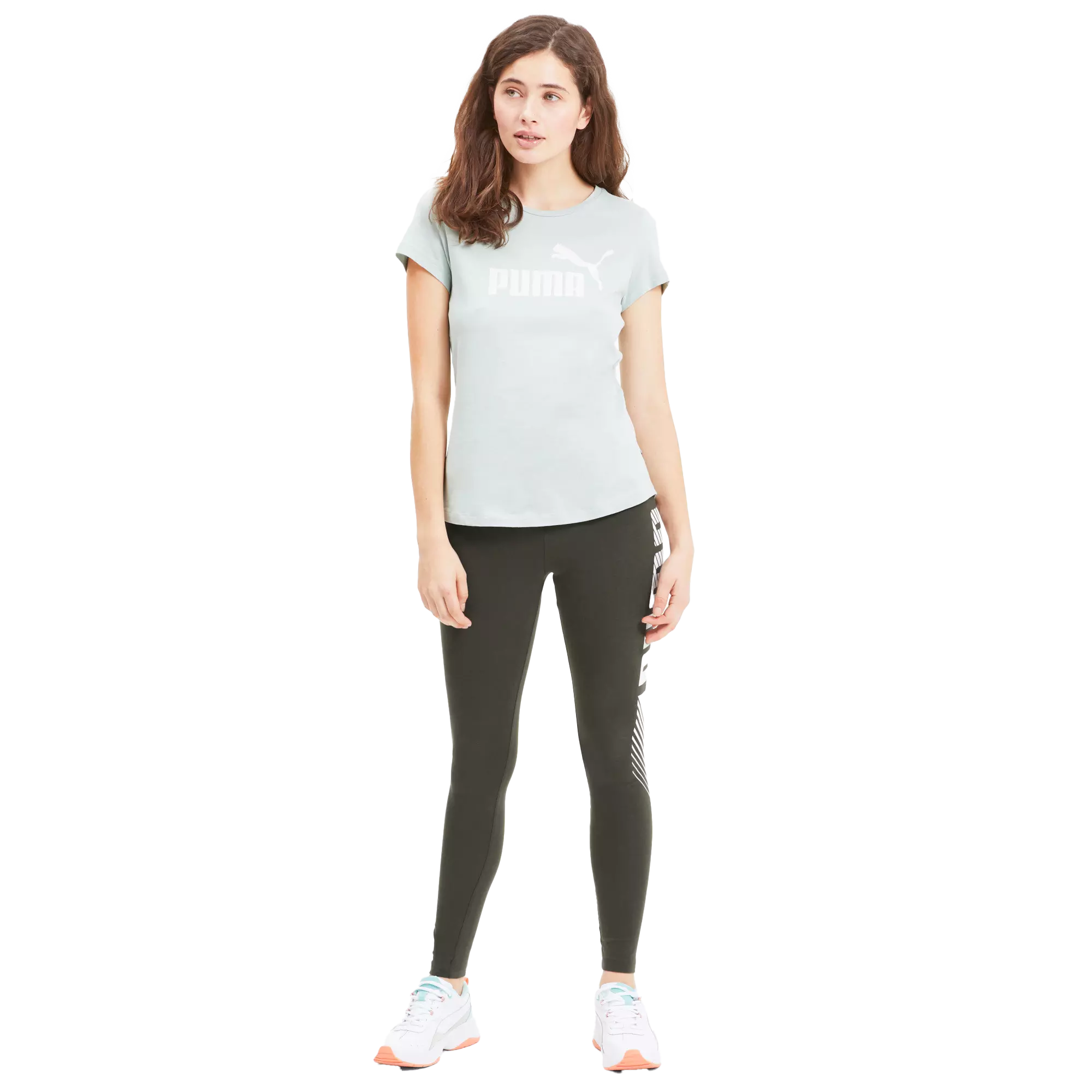 PUMA Women's ESS+ Graphic Leggings - OLIVE