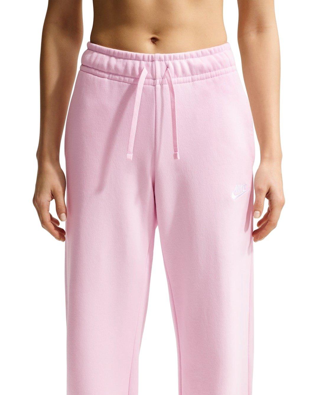 Nike Women's Sportswear Club Fleece Mid-Rise Wide-Leg Sweatpants -Pink - PINK Thumbnail View 1