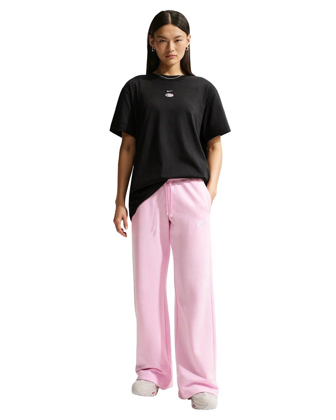 Nike Women's Sportswear Club Fleece Mid-Rise Wide-Leg Sweatpants - Pink - PINK Thumbnail View 4