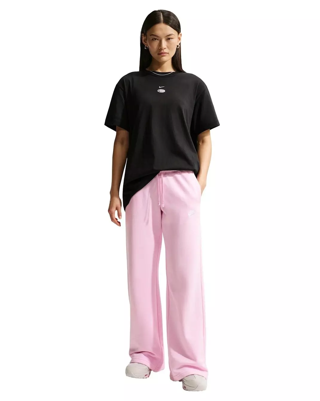 Nike Women's Sportswear Club Fleece Mid-Rise Wide-Leg Sweatpants - Pink - PINK