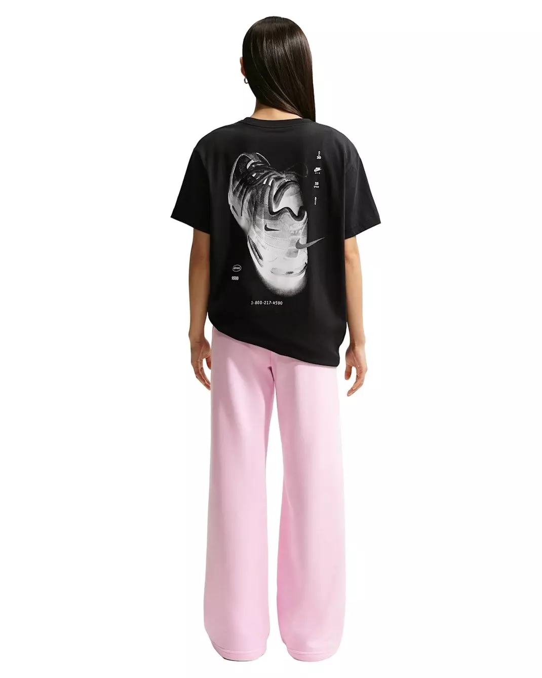 Nike Women's Sportswear Club Fleece Mid-Rise Wide-Leg Sweatpants -Pink - PINK