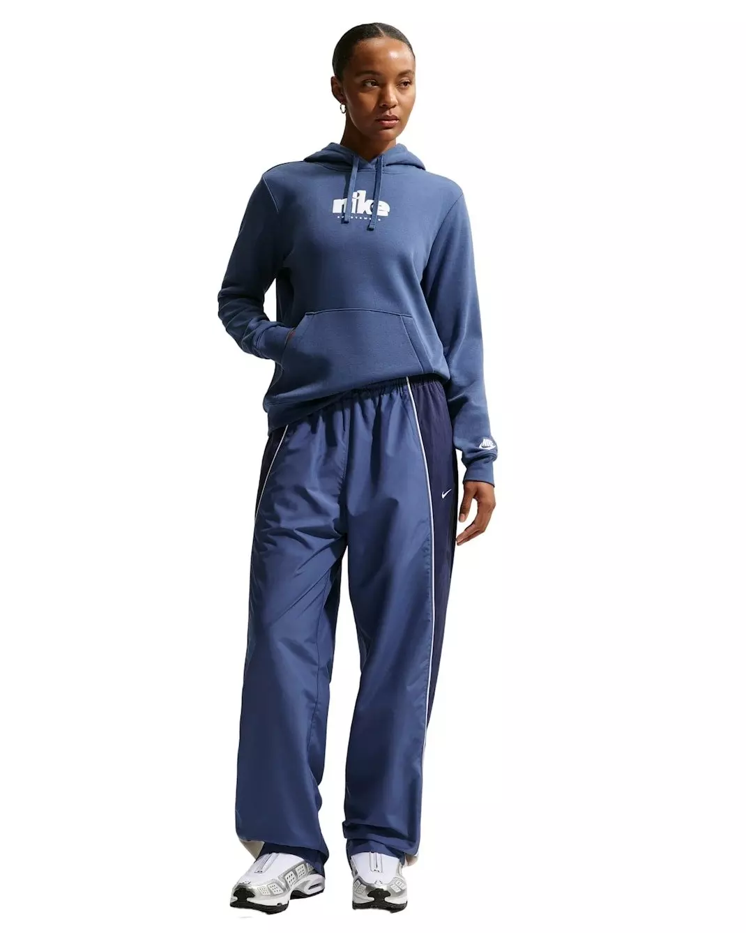 Nike Women's Sportswear Club Fleece Graphic Pullover Hoodie - Navy/White - NAVY/WHITE