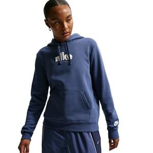 Nike Women's Sportswear Club Fleece Graphic Pullover Hoodie -Navy/White