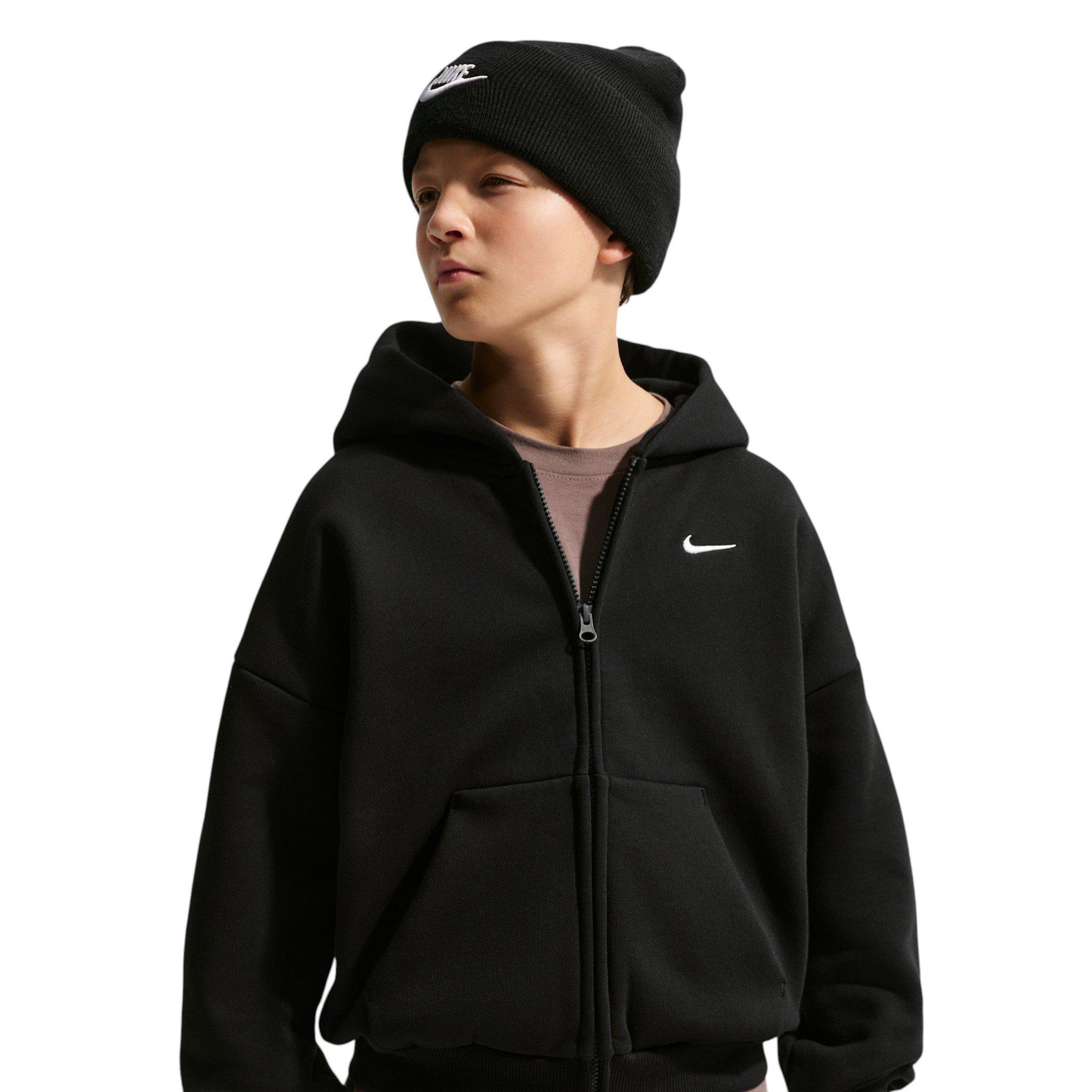 Nike Big Kids' Sportswear Solo Swoosh Full-Zip Hooded Jacket - Black - BLACK