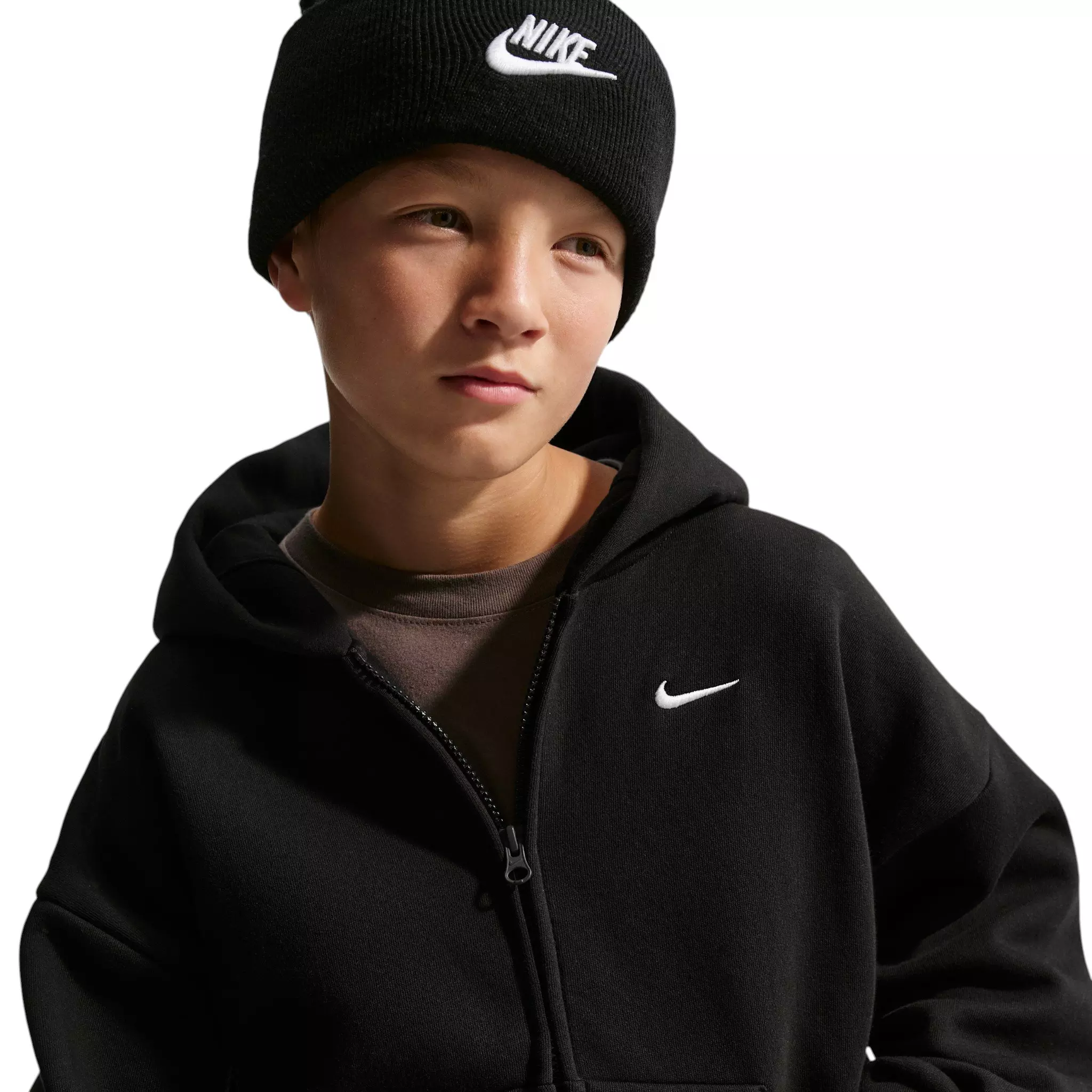 Nike Big Kids' Sportswear Solo Swoosh Full-Zip Hooded Jacket - Black - BLACK
