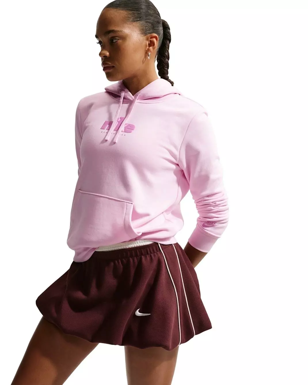 Nike Women's Sportswear Club Fleece Graphic Pullover Hoodie - Pink - PINK