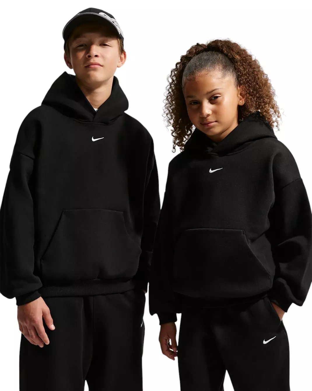 Nike Big Kids' Sportswear Solo Swoosh Fleece Pullover Hoodie - Black - BLACK