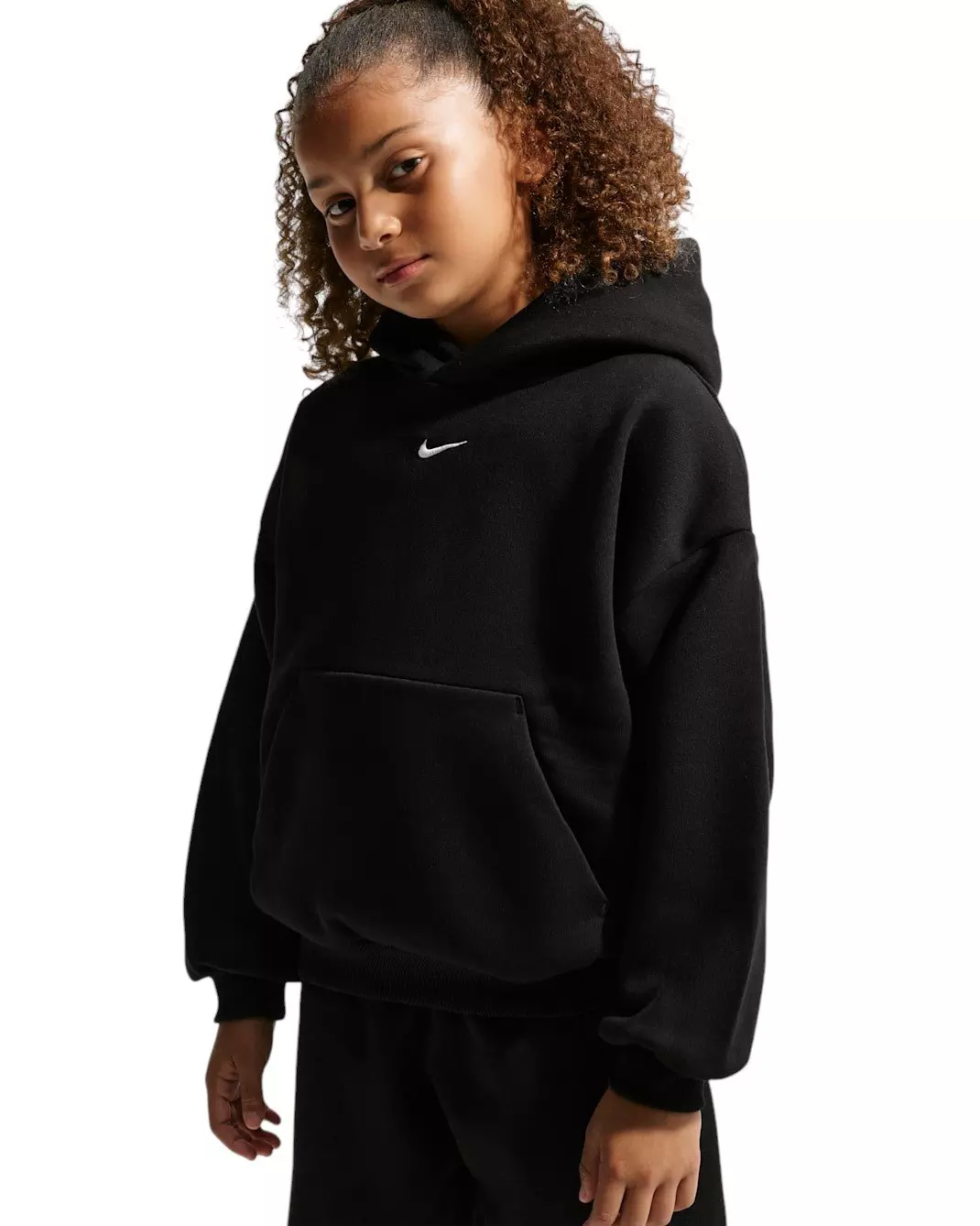Nike Big Kids' Sportswear Solo Swoosh Fleece Pullover Hoodie - Black - BLACK