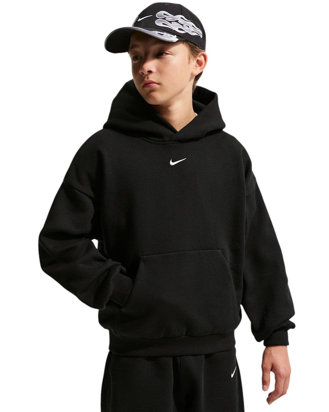Nike Big Kids' Sportswear Solo Swoosh Fleece Pullover Hoodie - Black - BLACK