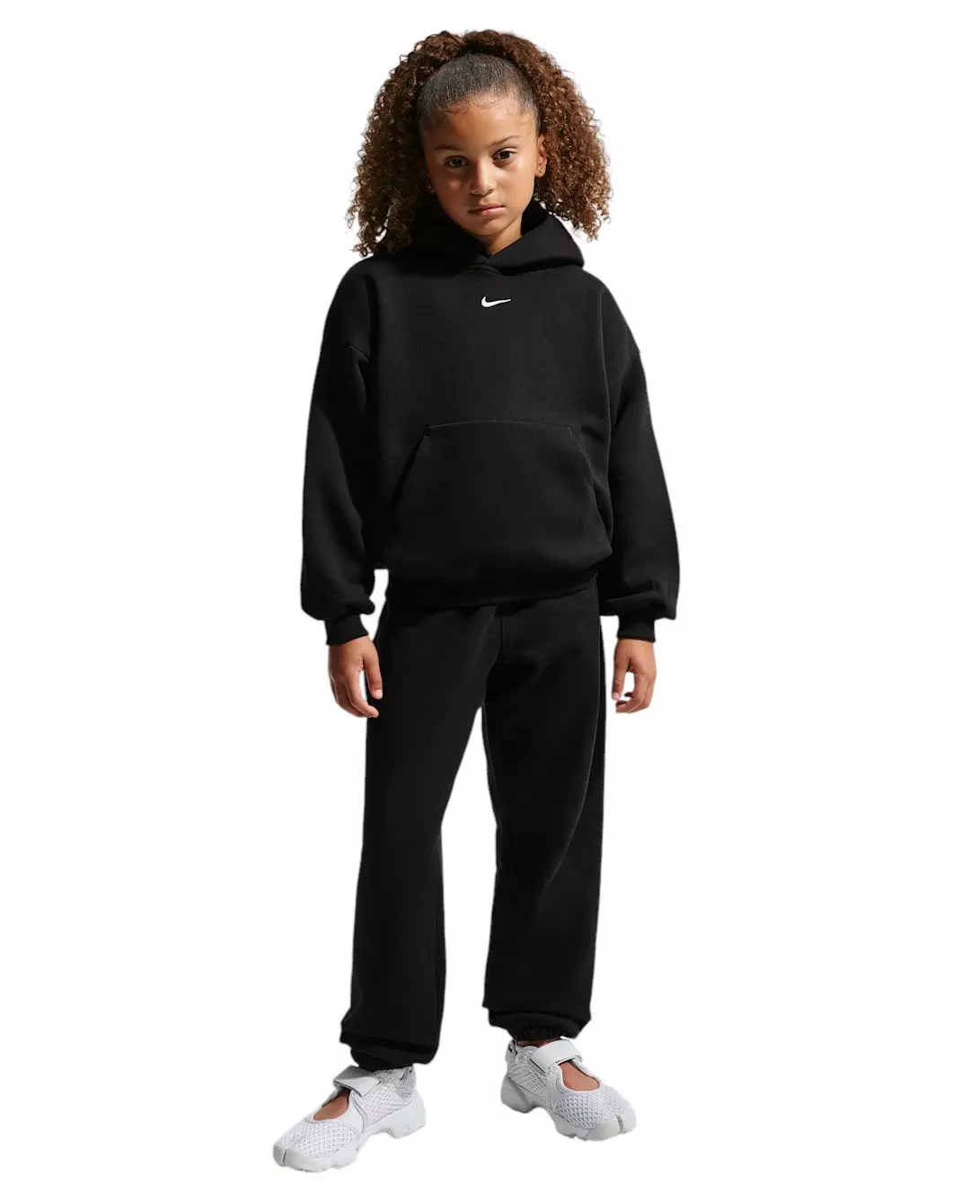Nike Big Kids' Sportswear Solo Swoosh Fleece Pullover Hoodie - Black - BLACK