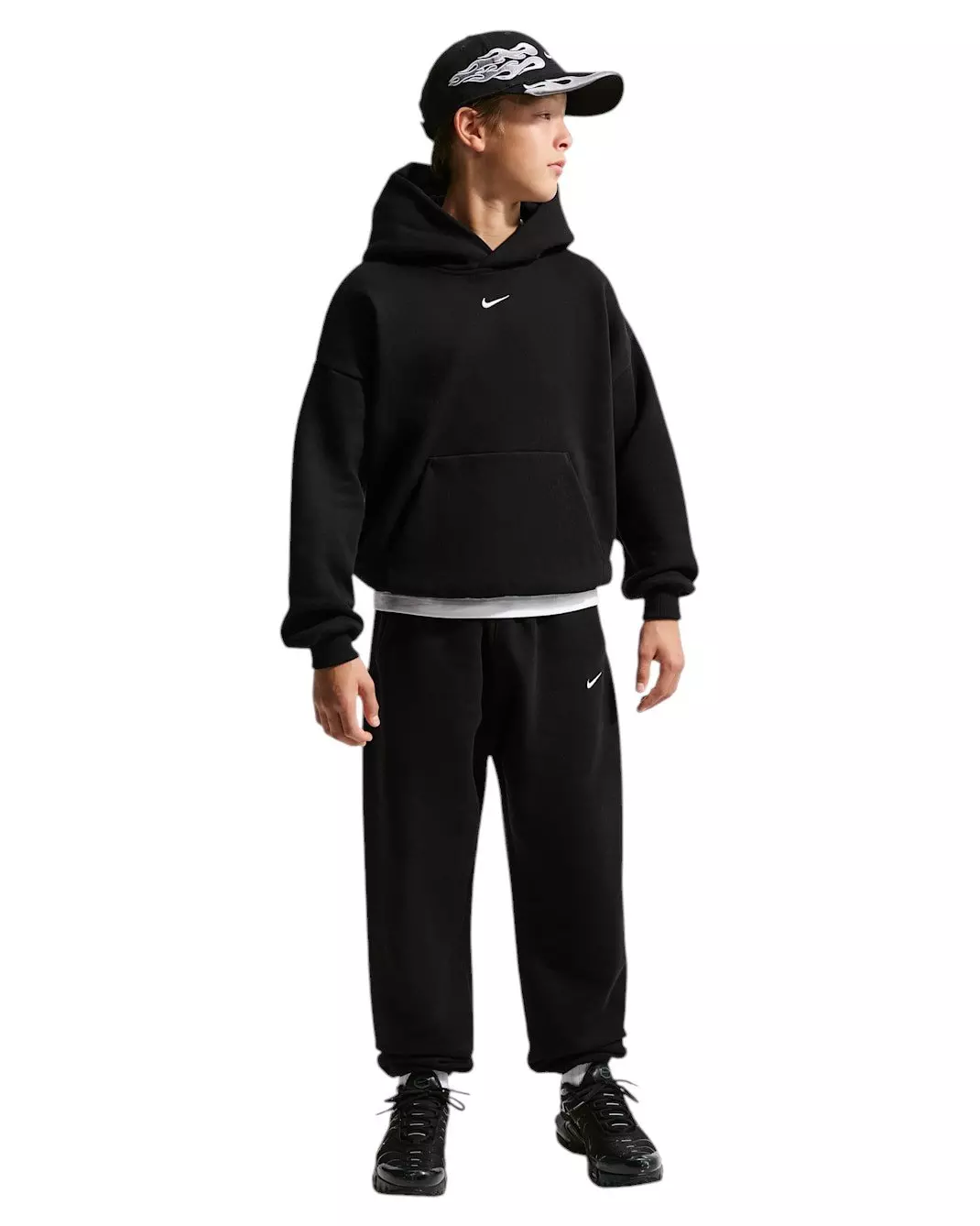 Nike Big Kids' Sportswear Solo Swoosh Fleece Pullover Hoodie - Black - BLACK