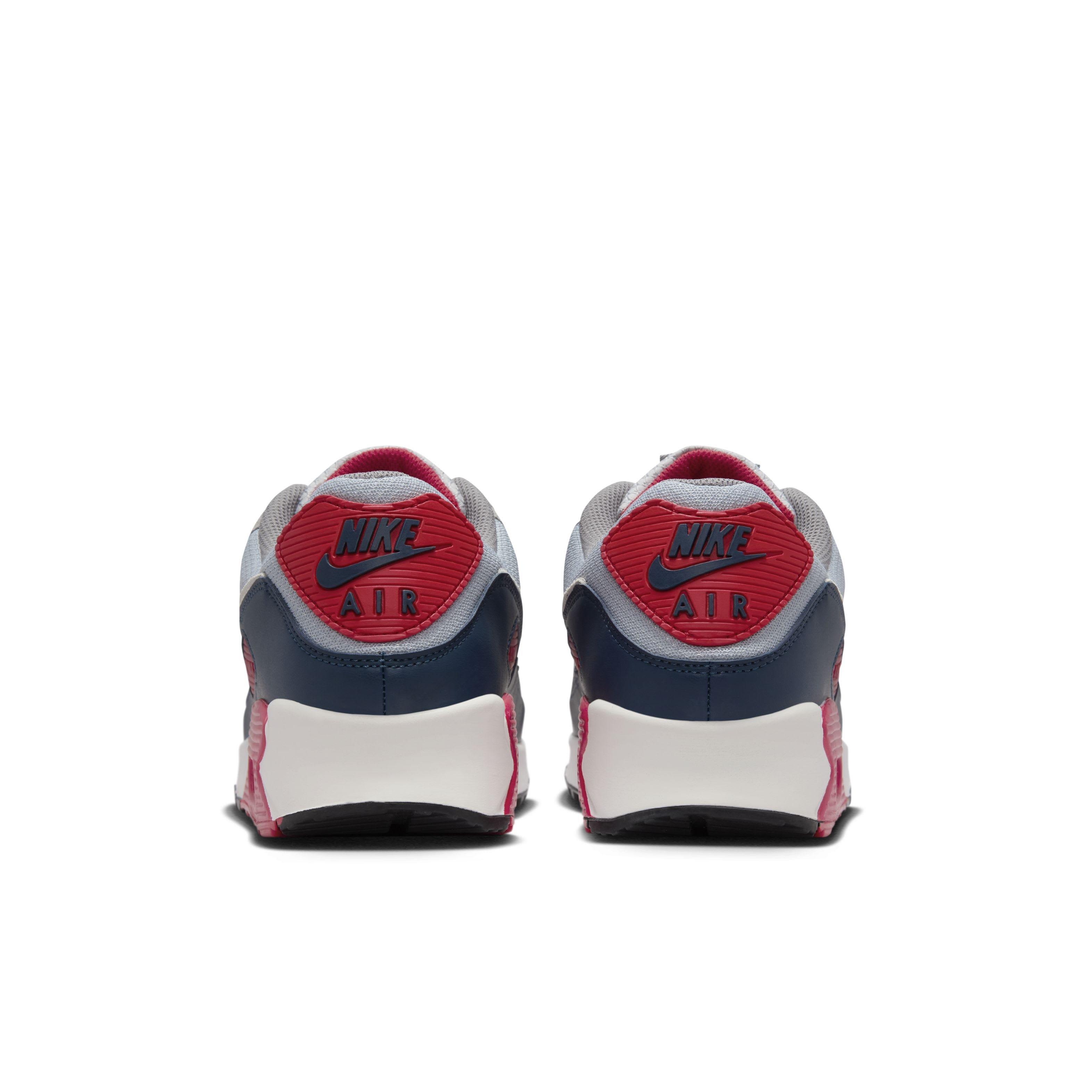 Nike Air Max 90 "Light Smoke Grey/Armory Navy/Fire Red/Phantom" Men's Shoe - LT GREY/NAVY/RED/PHANTOM Thumbnail View 5