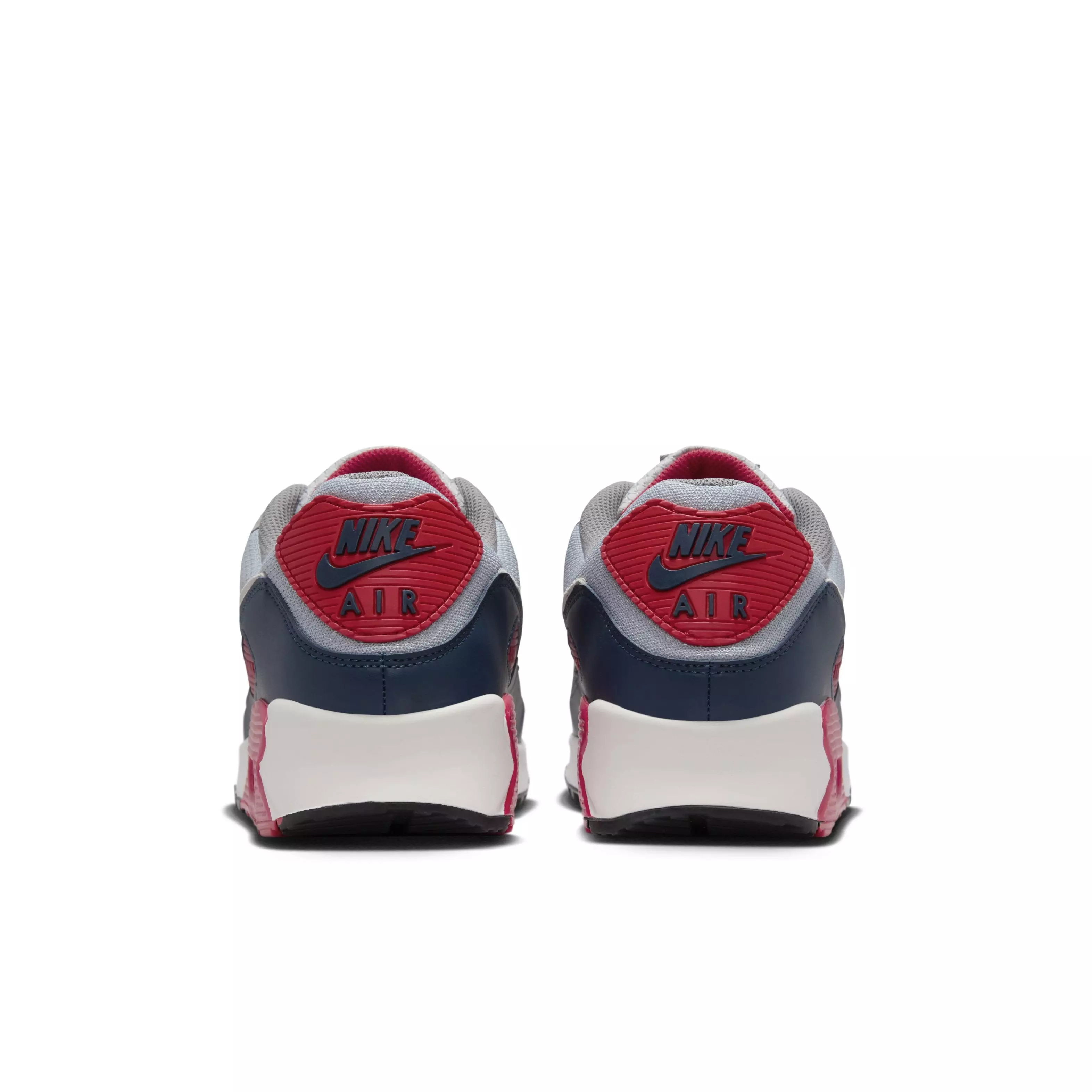 Nike Air Max 90 "Light Smoke Grey/Armory Navy/Fire Red/Phantom" Men's Shoe - LT GREY/NAVY/RED/PHANTOM