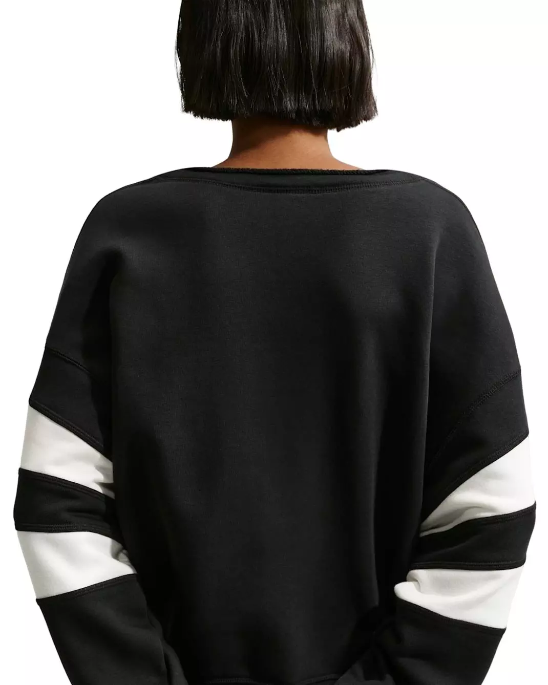 Nike Women's Sportswear Club Fleece Oversized V-Neck Sweatshirt - Black/White - BLACK/WHITE